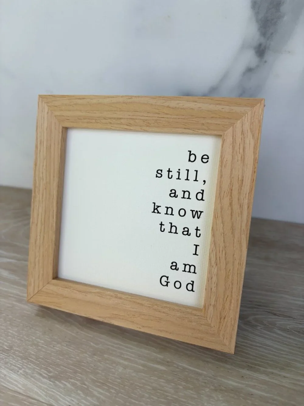 Be Still And Know Canvas Wood Sign 4x4 Natural Christian Rustic Tiered Tray Desk